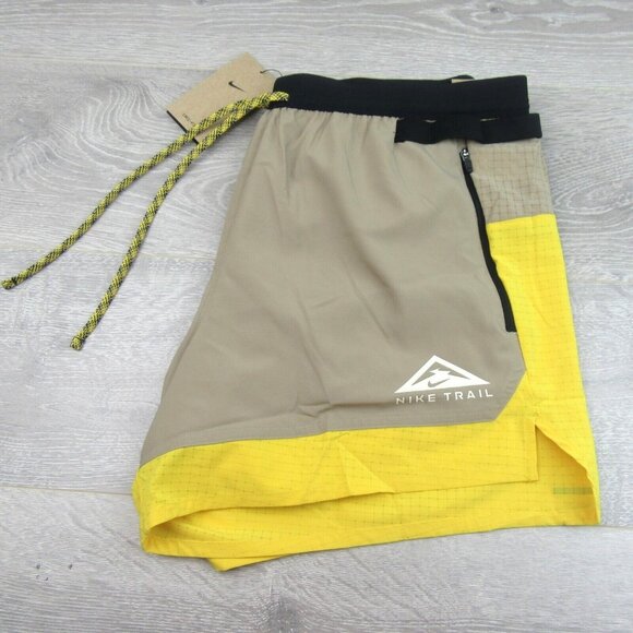 Nike Flex Stride Trail Running Shorts Mens Sz Medium Yellow Khaki NEW - Picture 5 of 15